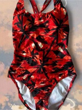 Speeds Red, Black One-Piece Swimsuit